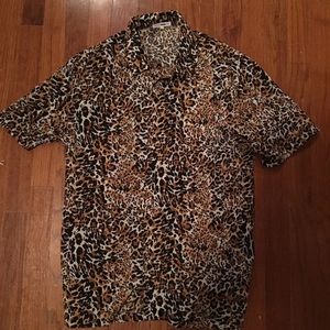 Men’s Leopard Print Shirt fits big